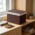 thumbnail image 4 of Woven Basket with Lid,Lidded Organizer Bin with Lace Trim Saves Space for Closet Shelves Bedroom, 4 of 6