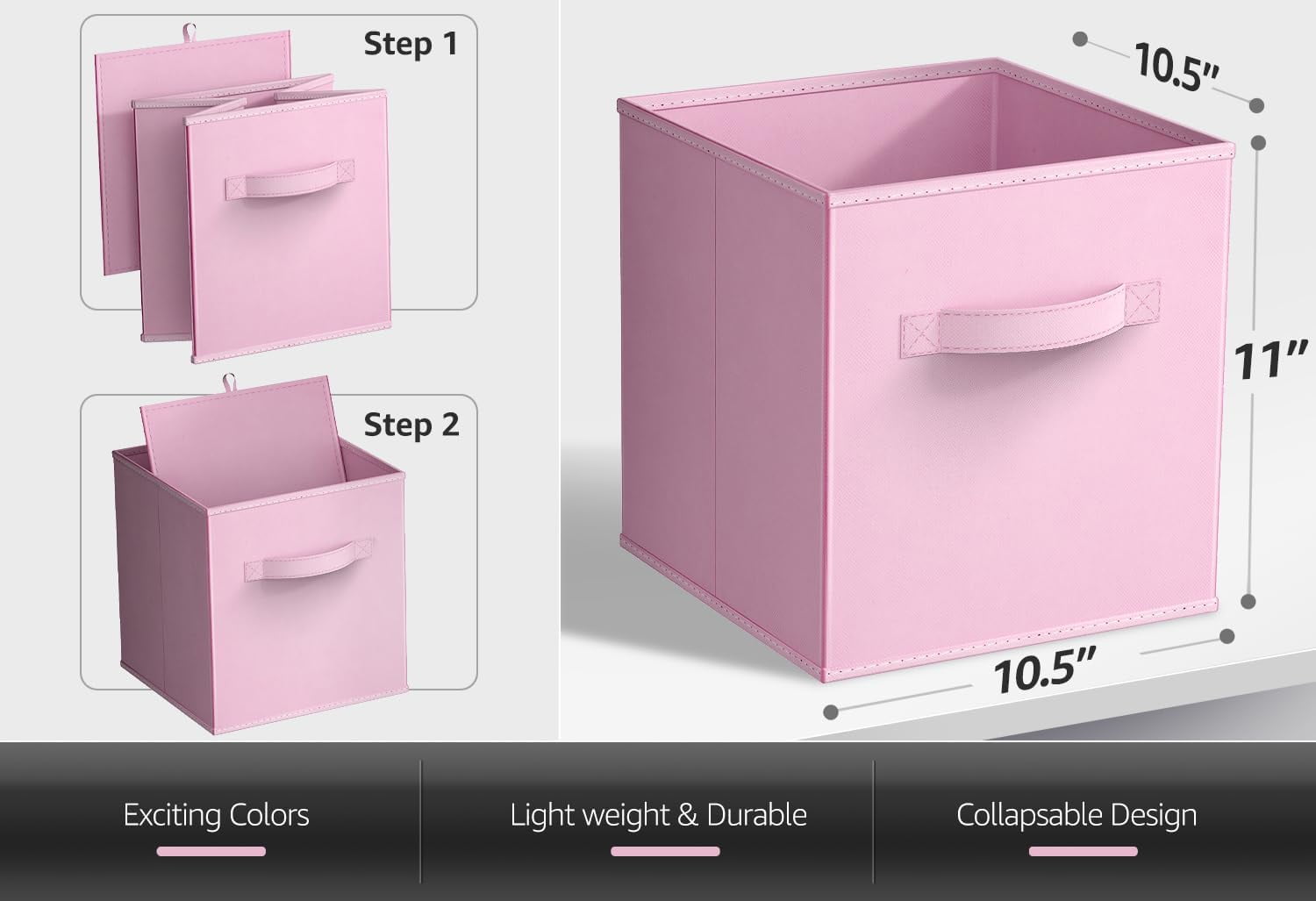 Sorbus 11" Storage Cube Bins (6-Pack) for Kid's Nursery, Playroom, Home Organization - Pink, Orange, Purple
