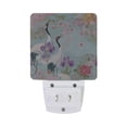 thumbnail image 5 of Yayeee LED Plug in Night Light for The Home with Auto Dusk to Dawn Light Sensors, 2 Pack, Green Floral Cranes Pattern, 5 of 6