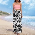thumbnail image 5 of Dress Pants Women Petite High Waisted Wide Leg Summer Beach Vacation Pants Boho Lounge Casual Palazzo Trousers White XL, 5 of 8