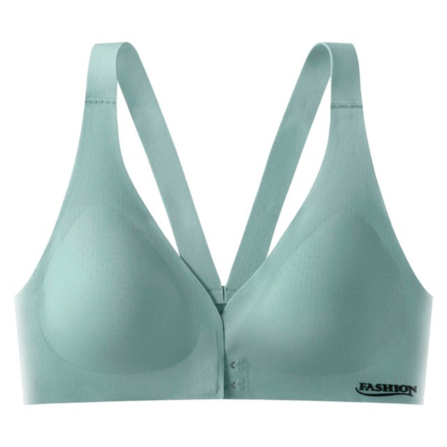 Hjtefg Front Closure Racerback Bra - Plus Size Full Coverage Wireless, Seamless V-Neck Sports Bra for Women,Color: T1-Blue Size: XXL