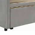 thumbnail image 5 of Twin Size upholstered bed frame with pop-up trundle, no box spring needed, gray for guest room., 5 of 15