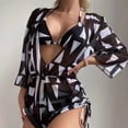 thumbnail image 2 of Conjunto de traje de baño de 3 piezas para mujer, sujetador con cuello Halter, bragas de Bikini, traje de baño con estampado hermoso con cubierta, 2 of 8
