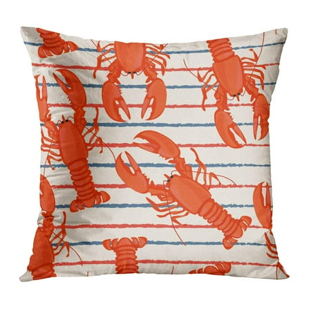 ECCOT Seafood Retro Lobster Color Cooking Crab Drawing Food Pillow Case Pillow Cover 16x16 inch