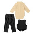 thumbnail image 4 of Miaeowve Baby Boys Gentleman Formal Suit Long Sleeve Bowtie Dress Romper +Vest +Pants Wedding Yellow 100, 4 of 5