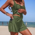 thumbnail image 4 of Xijirk Tankini Swimsuits for Women,Two Piece Swimwear with High Waist Wide Leg Pants and Side Pockets Bikini Breathable Beachwear for Beach,Swimsuit for Women,L,Army Green, 4 of 7