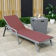 thumbnail image 2 of LeisureMod Marlin Modern Gray Aluminum Outdoor Patio Chaise Lounge Chair With Arms with Square Fire Pit Side Table Perfect for Patio, Lawn, and Garden (Burgundy), 2 of 21