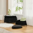 thumbnail image 4 of Two-Piece Faux Fur Upholstered Storage Ottoman Set Ivory Comfortable Footrest Coffee Table With Metal Legs, 4 of 11