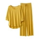 thumbnail image 1 of Conjunto de pijama de manga 3/4 para mujer: top con cuello en V y pantalones con cintura elástica, tejido de poliéster, ropa informal para estar por casa - Tallas L/XL, 1 of 3
