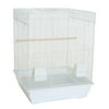 YML 3 by 8" Bar Spacing SquareTop Small Bird Cage with Large Swing Out Door and Bottom Tray, 18"x14" - White