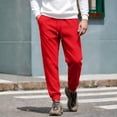 thumbnail image 5 of WULMLEO Men's Tapered Jogger Sweatpants Drawstring Waist with Pockets Cotton Athletic Lounge Pants Red L, 5 of 9