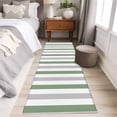 thumbnail image 5 of Sage Green Grey Stripe Washable Runner Rugs 2'x6', Classic Modern Low Pile Throw Entryway Rug Non-Slip Sturdy Edge Binding Carpet for Indoor Bedside Entrance Bedside, 5 of 9