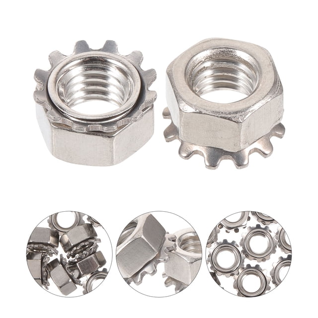 BEADCEST 50 Pcs Écrous Hexagonaux M5 en Acier Inoxydable avec Rondelle Externe pour Machines et Meubles