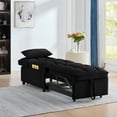thumbnail image 4 of Youmumeub 4-in-1 Convertible Chair Bed, Tufted Single Pull-out Sofa Bed with Adjustable Backrest, Velvet Sleeper Chaise Lounge for Living Room, Black, 4 of 15