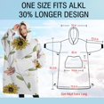 thumbnail image 4 of Oversized Wearable Blanket Hoodie,White Pink Flower Green Leaf Pattern Sherpa Blanket Hoodie with Super Pockets,Super Warm Fuzzy Pullover for Women & Men, 4 of 6