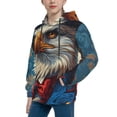 thumbnail image 2 of Lsque Surreal Bald Eagle Gentleman Patten Youth Hoodie Sweatshirt Pullover with Kangaroo Pocket Boys and Girls Hoodie Warm Hoodie for Kids-X-Large, 2 of 6