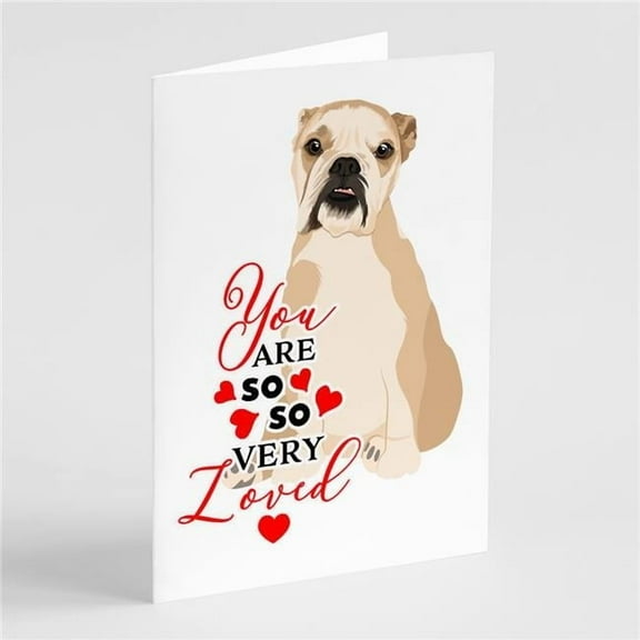 English Bulldog Fawn Puppy so Loved Greeting Cards and Envelopes Pack of 8 7 in x 5 in