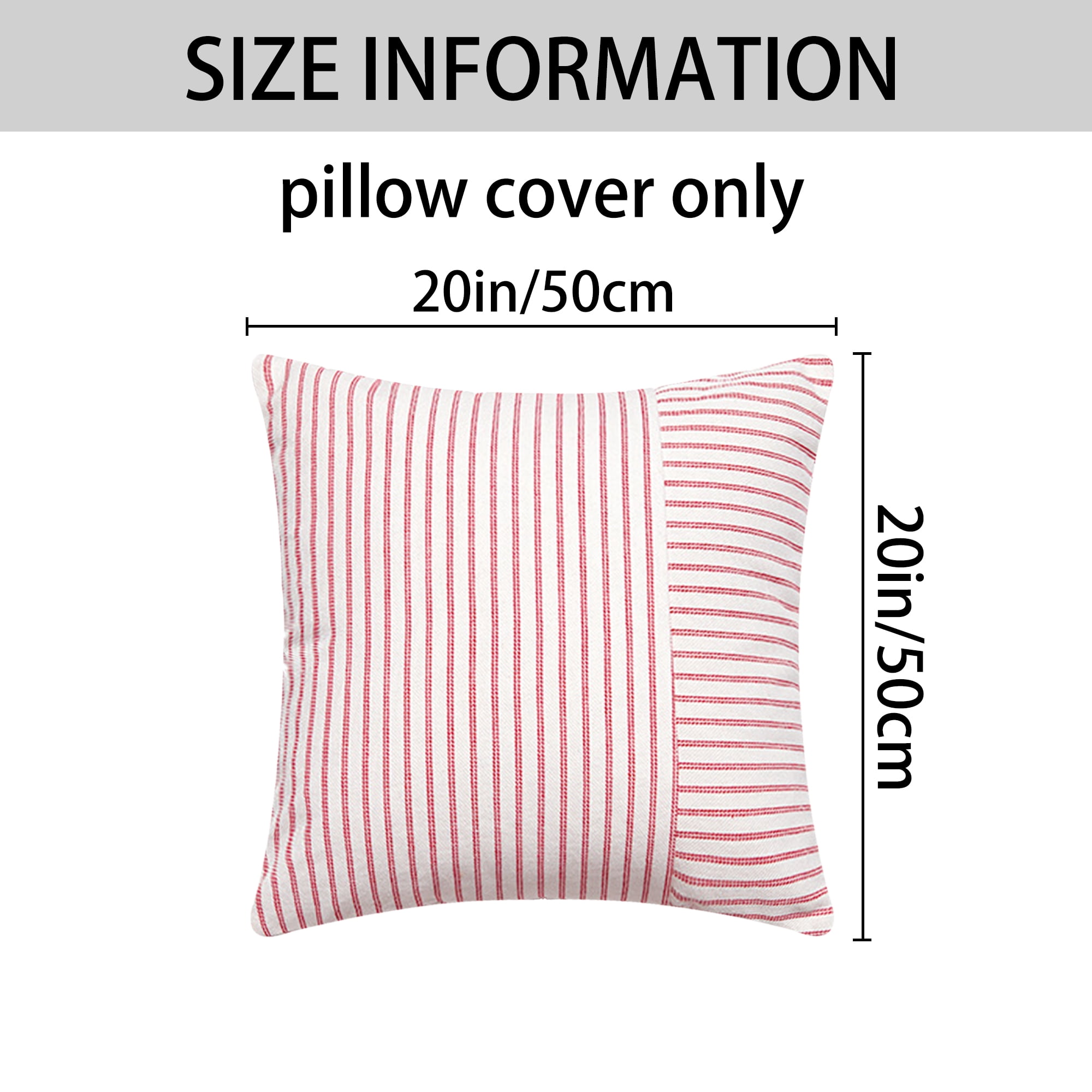 Unique Bargains Boho Striped Throw Pillow Covers Set of 2 Red 20 x 20 Inch
