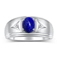 thumbnail image 1 of RYLOS Men's Rings 14K White Gold Classic 8X6MM Oval Gemstone &  Diamond Ring Lapis Lazuli September Birthstone Rings For Man Gold Rings Size 11, 1 of 7