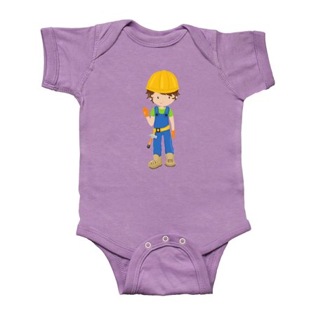 

Inktastic Construction Worker Brown Hair Boy With Hammer Gift Baby Boy Bodysuit