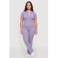 thumbnail image 2 of Women's Plus Size Compression Rib Johnny Collar Short Sleeve Top, 2 of 4