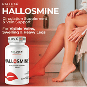 Hallosmine Diosmin Circulation & Vein Support for Swelling & Heavy Legs, Lymphatic Drainage, Blood Flow, Vascular Health, 60 Capsules