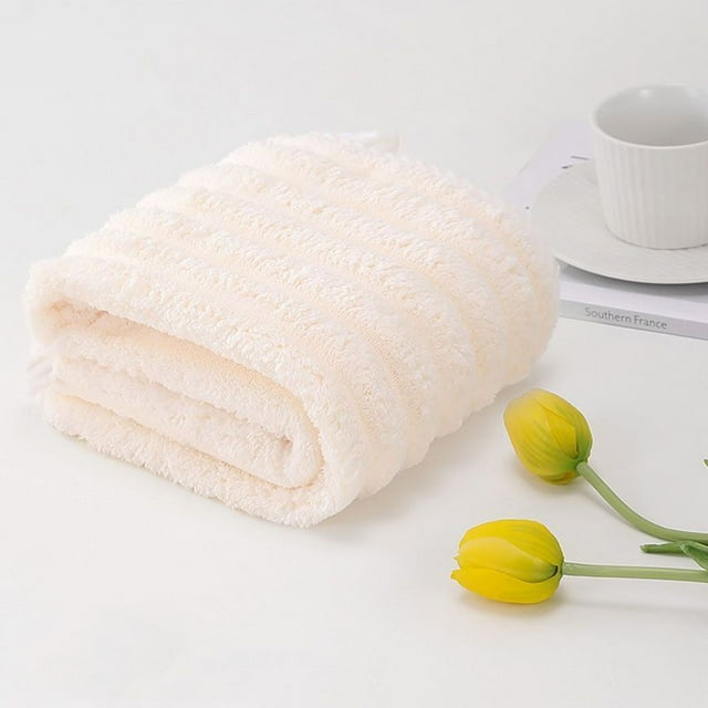 Velvet Striped Face Towel | Soft Absorbent Fleece | Odorless Chemical-Free | Quick Dry | Machine Washable | 35 x 75 cm | Durable Velvet Edging | For Home Gym Travel | 1 Pack