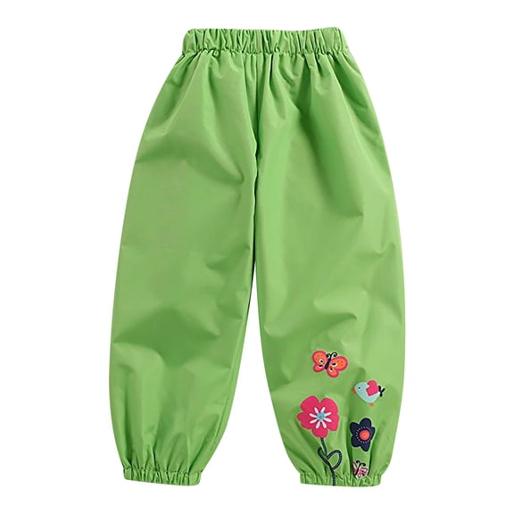 XXWXYD Toddler Girls Rain Pants 𝖶aterproof Flower Print Rainwear Kids Windproof Mud Dirty Proof Elastic Trousers Play Garden Puddle