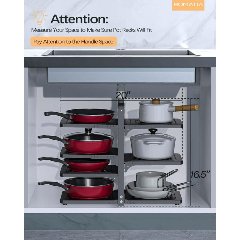 Pot and Pan Organizer Rack for under Cabinet, Heavy Duty Pot Pan