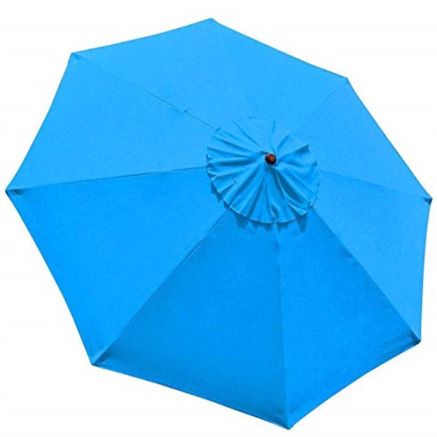 Durable 9 Foot 108 Inch Diameter Round 8 Ribs Design Umbrella Replacement Canopy Blue Polyester Uv Protect Sunshade Wa Walmart Com Walmart Com