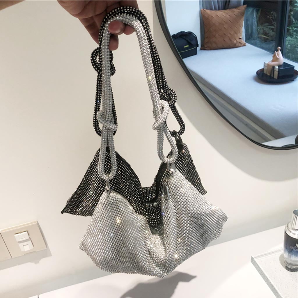 HeroNeo Elegant Shining for Rhinestone Clutch Purses Chain Strap Shoulder Bag Hobo Bags Chic Alexander Underarm Bag Top Zipper