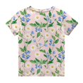 thumbnail image 4 of WTOBBY Toddler Girls Floral Print Short Sleeve T-Shirt Top - Casual Kids Shirt with Round Neck for Summer, School, and Everyday Wear,Light Green 110, 4 of 5