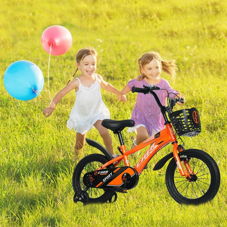 Kids Cycle Orange Bike With Training Wheels 14