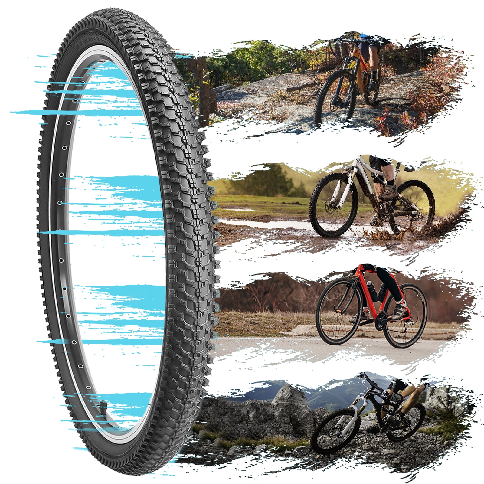Hycline 2 Pack Bike Tires Set,24 Inch Folding Replacement Tire Plus Bike Tubes and Tire Levers for MTB Mountain Bicycle
