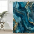 thumbnail image 2 of Small Stall Shower Curtain 36x72 Inch Narrow Half Size Teal Ombre Bath Curtains Bathroom Decor Marble Abstract Ink Painting Modern Waterproof Fabric Shower Curtain Set with Hooks 36 Inch, 2 of 6