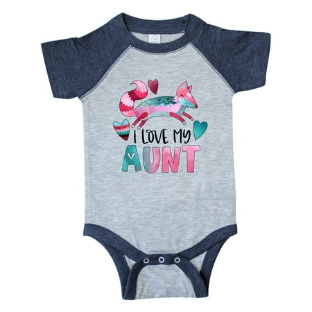 

Inktastic I Love My Aunt Pink and Blue Fox with Hearts Gift Baby Boy or Baby Girl Bodysuit
