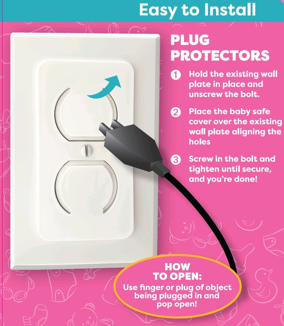 ParentCo 4 Pack Outlet Plugs-Childproof Safety Plug Covers for ONE-SCREW Duplex Wall Outlets- Innovative Sleek Outlet Plug Covers- Secure Safety Outlet Covers