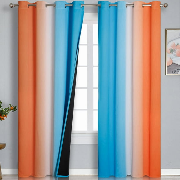 Cortinas Estelar Textiler Ombre Azul Naranja 132x213 cm