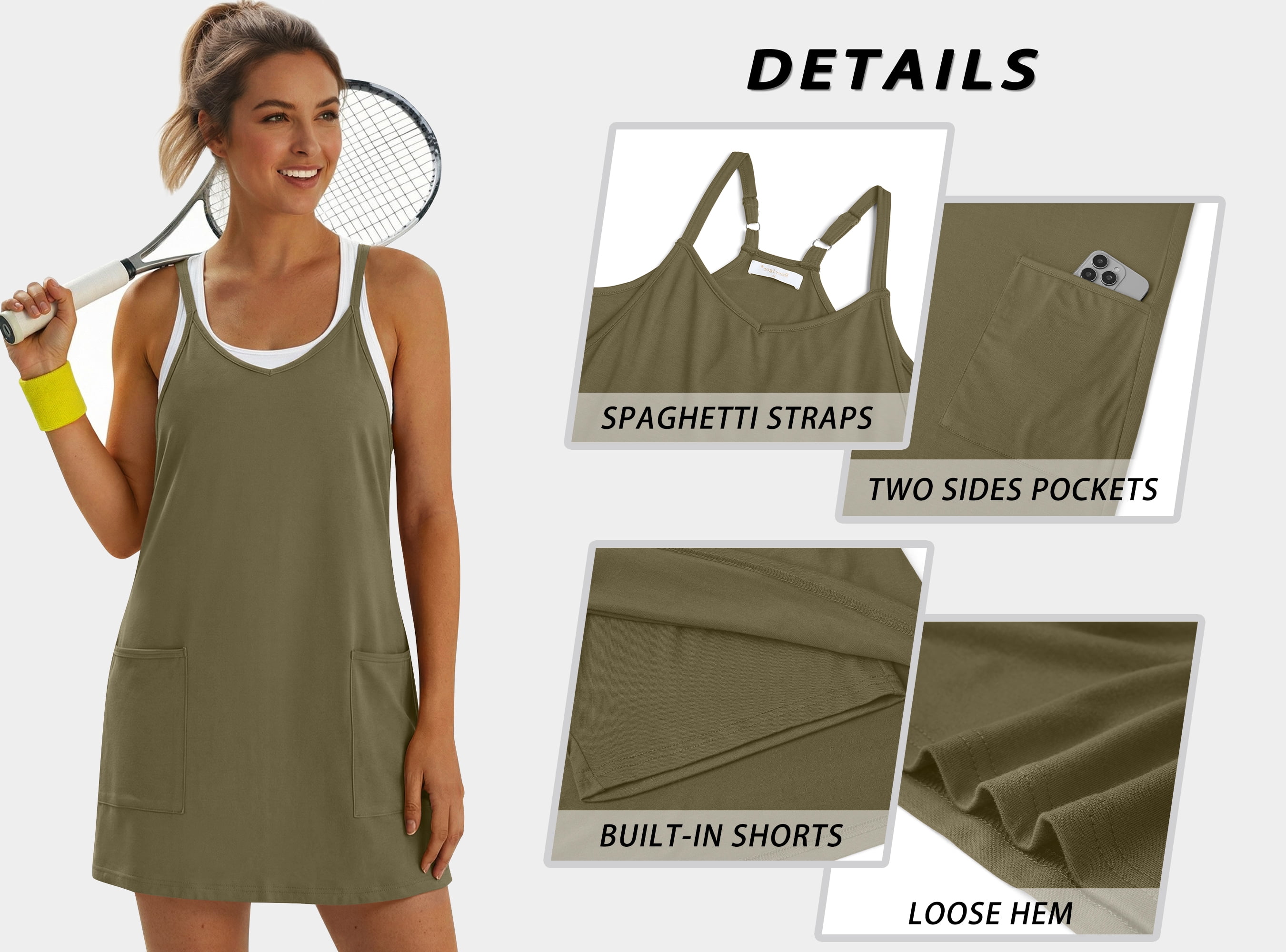 Rosvigor Women Workout Dresses Tennis Athletic Dress Built in Shorts Sundress Women Casual Dress Summer Travel Vacation