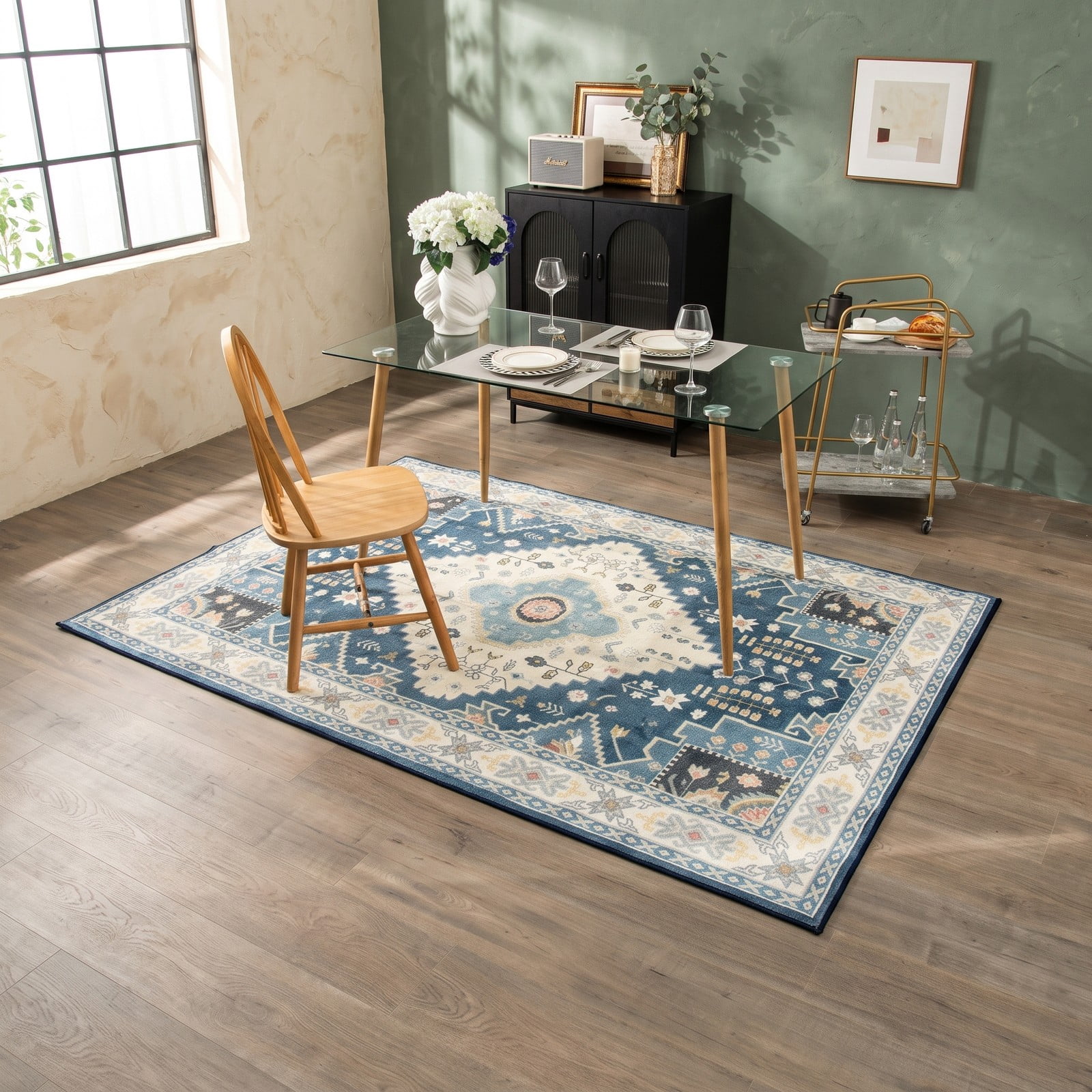 ALPULON Faux Wool Area Rug Large Soft Non-Slip Floor Carpet for Living Room Bedroom Dining Room Entryway Water-Resistant Washable Home Decor Mat, Multicolor
