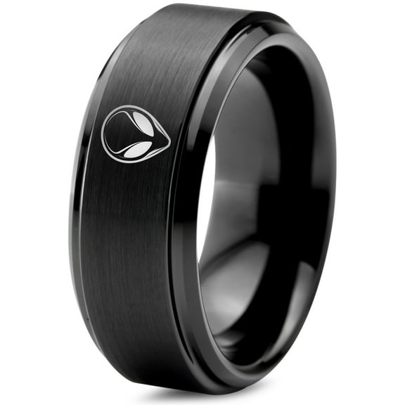 Gamer Tungsten Wedding Gift Black Ring for Women 50th Birthday Funeral Holidays Mom Men