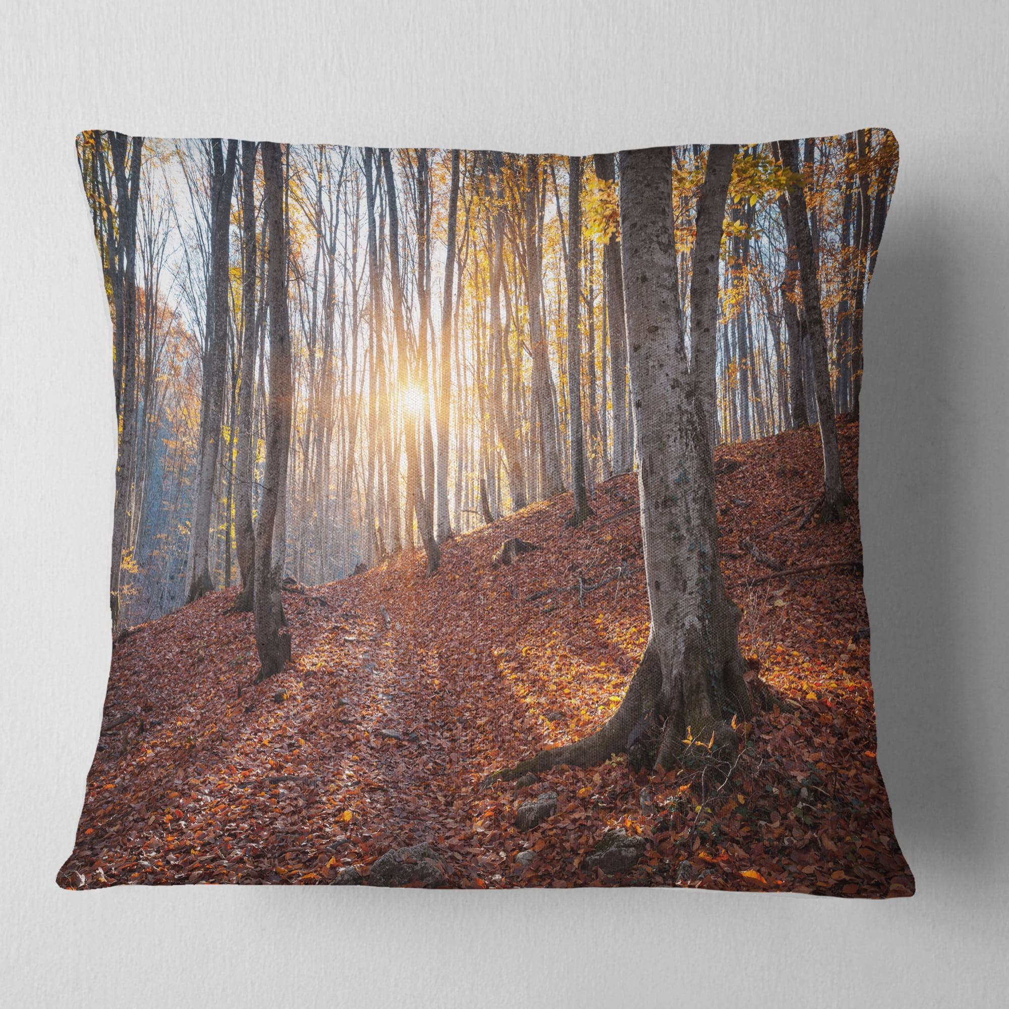 Designart Crimean Mountains Autumn Trees - Landscape Photography Throw Pillow - 18x18