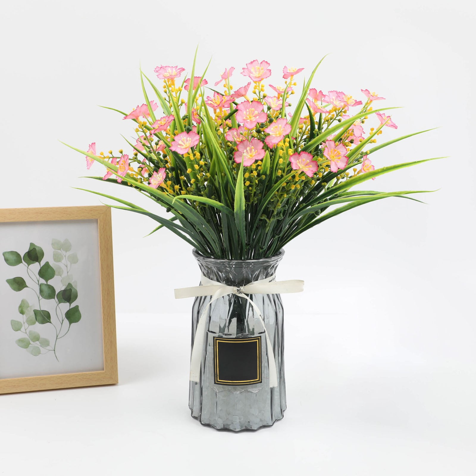 4 Bundles Artificial Flowers for Outdoors - 14" UV Resistant Silk & for Spring/Summer Decor, Garden, Porch, Window Box - Indoor/Outdoor Mixed Floral Arrangements