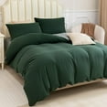 thumbnail image 7 of Pure Era T-Shirt Cotton Jersey Knit Duvet Cover Set Reversible Solid Forest Green/Dark Grey Queen, 7 of 7