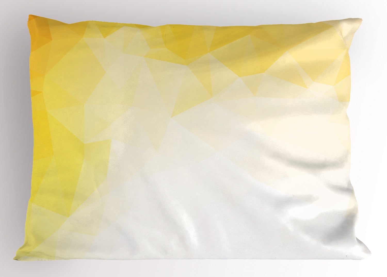Yellow and White Pillow Sham Fractal Mosaic Form with Simplistic Abstract Triangles with Ombre