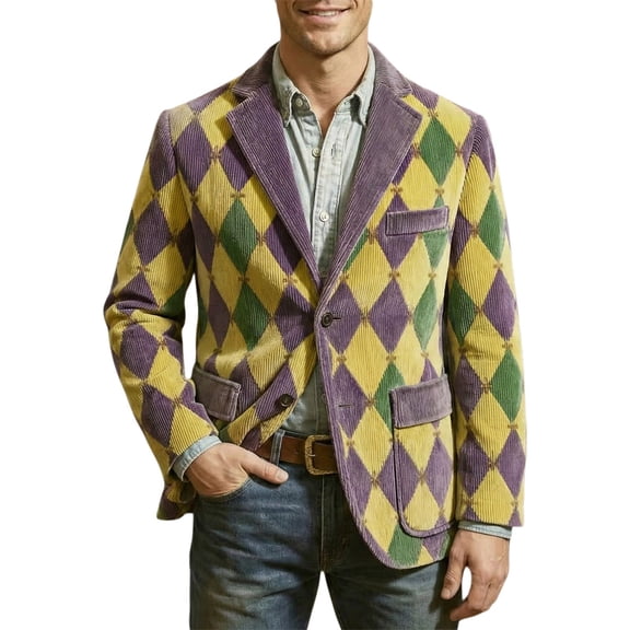 Mardi Gras blazer for men Corduroy Jacket Carnival Velvet For Formal Events And Business Casual Wear With Modern Tailored Fit And Stylish Design