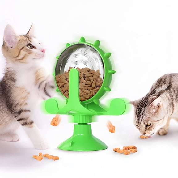 BESTSKY Cat Puzzle Feeder Toys 360° Rotating Wheel Durable Cute Interactive Pet Toy with Powerful Suction Cup