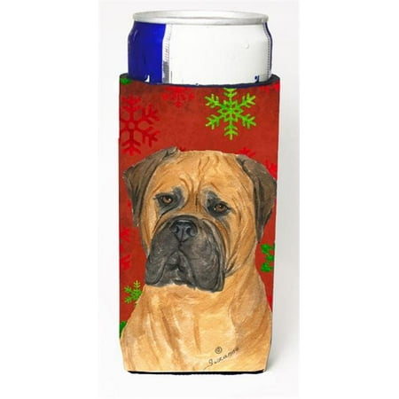 

Bullmastiff Red And Green Snowflakes Holiday Christmas Michelob Ultra bottle sleeves For Slim Cans - 12 oz.