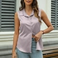 thumbnail image 6 of Aboser Button Down Shirts for Women Sleeveless Tank Tops Business Casual Office Work Shirt Silky Satin Workwear Loose Fit Collared Blouses, 6 of 7