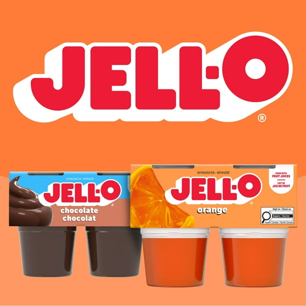 Jell-O Orange Refrigerated Ready-to-Eat Gel Snack Cups, 4 ct Cups